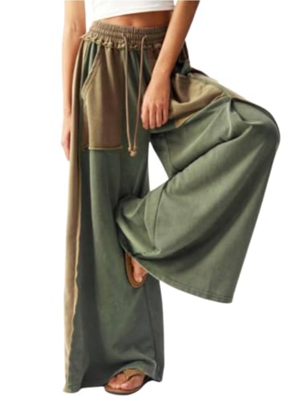 Baggy Sweatpants Women High Waist Wide Leg Patchwork Athletic Trousers